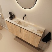 Mondiaz Ture DLux toiletmeubel 100cm washed oak met wastafel frappe midden zonder kraangat