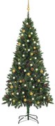 vidaXL Kunstkerstboom met LED's en kerstballen 180 cm groen