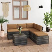 vidaXL 6-delige Loungeset met kussens pallet grenenhout