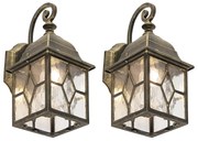Set van 2 romantische buiten wandlantaarns brons - London
