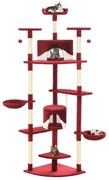 vidaXL Kattenkrabpaal met sisal krabpalen 203 cm rood en wit