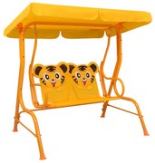 vidaXL Kinderschommelbank 115x75x110 cm stof geel