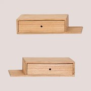 Set Van 2 Zwevende Nachtkastjes Van Hout Harald Natuurlijk Hout - Sklum