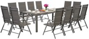 Garden Point grijze aluminium tuinmeubelen met grote Polywood Verona tafel voor 12 personen