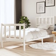 vidaXL Bedframe massief hout wit 75x190 cm 2FT6 small single