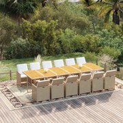 vidaXL 13-delige Tuinset met kussens poly rattan beige