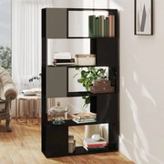 vidaXL Boekenkast/kamerscherm 80x24x155 cm spaanplaat hoogglans zwart