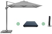 Zweefparasol  2.5x2.5m T1 (incl .voet + hoes) light grey Geel Platinum Voyager