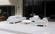 Flow. Easey sofa set lead chiné All Weather loungeset Lichtgrijs Sunbrella loungeset Stoel-bank loungeset outdoor textiel - weerbestendig