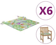 vidaXL Tuinstoelkussens 6 st bladpatroon 50x50x3 cm stof