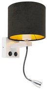 LED Moderne wandlamp wit met kap velours zwart - Brescia Modern E27 rond Binnenverlichting Lamp