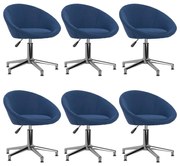 vidaXL Eetkamerstoelen draaibaar 6 st stof blauw