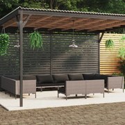 vidaXL 12-delige Loungeset met kussens poly rattan donkergrijs