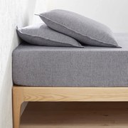 Hoeslaken in gewassen linnen omslag 30 cm,Linot Carreaux