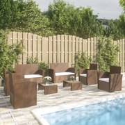 vidaXL 8-delige Loungeset met kussens poly rattan bruin