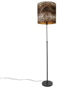 Stoffen Vloerlamp zwart kap luipaard dessin 40 cm - Parte Klassiek / Antiek E27 Binnenverlichting Lamp