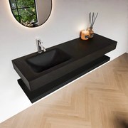 Zaro Alan badmeubel 140cm met planchet urban en vrijhangende wastafel cloud links 1 kraangat urban