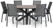 Tuinset Ronde Tuintafel 6 personen 150 cm Aluminium Grijs  Lifestyle Garden Furniture Ultimate/Ancona