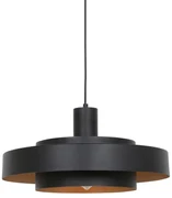 Retro hanglamp zwart met gouden binnenkant rond - Flinter Retro E27 Binnenverlichting Lamp