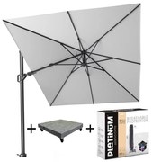 Challenger T2 zweefparasol 350x260 cm wit met  parasolvoet 120KG voet en hoes