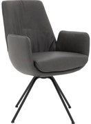 Goossens Excellent Eetkamerstoel Mabach grijs leer Vaste uitvoering met armleuning, stijlvol landelijk