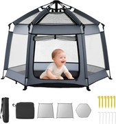 VEVOR Baby Box 150x150x106 cm, Box voor peuters met luifel, Box, Draagbare speeltuin met UPF 50+ zonbescherming &amp; Reistas voor thuis, park, strand, opvouwbaar &amp; lichtgewicht