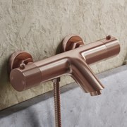Saniclear Copper Curved thermostatische opbouw badkraan geborsteld koper