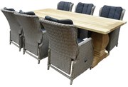 Darwin Geneva dining tuinset 240x100xH77 cm 7 delig verstelbaar grijs teak