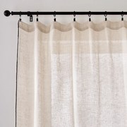 Linnen paneel afgezet met zwart biaisband, ONEGA