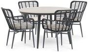 Tuinset Ronde Tuintafel 4 personen 120 cm Aluminium/wicker Zwart  Lifestyle Garden Furniture Toledo/Vienna