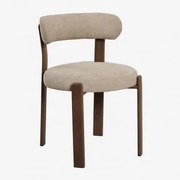 Jolie Gestoffeerde Eetkamerstoel Met Ijzeren Frame Donkerbruin Hout & Chenille Bruin Wheat - Sklum