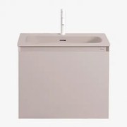 Macrae Houten Badkamermeubelset Met Geïntegreerde Wastafel Beige – Linnen & Spiegelloze & Wit ↑20 Cm - Sklum