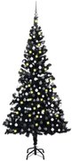 vidaXL Kunstkerstboom met LED's en kerstballen 210 cm PVC zwart