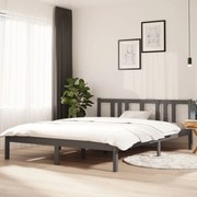 vidaXL Bedframe massief hout grijs 150x200 cm 5FT King Size