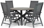 Tuinset Ronde Tuintafel 4 personen 125 cm Aluminium/Textileen /Aluminium/textileen Grijs Presto Vasto/Ancona