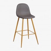 Set Van 2 Hoge Krukken Van Glamm-kunstleer Grijs – Antraciet & ↑75 Cm & Natuurlijk Hout - Sklum