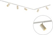 Modern railsysteem met 5 spots wit met beige 1-fase GU10 70mm - Iconic Jeana Luxe