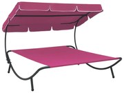 vidaXL Loungebed met luifel roze