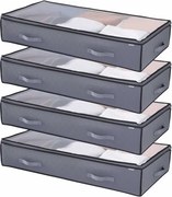 VEVOR Onderbed Opbergtas 4-pack (996 x 500 x 180 mm) Onderbedcontainer met transparante deksels (90 L), Opbergdoos Organizer voor Kleding Schoenen Slaapkamer