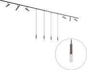 Modern railsysteem zwart met 6 spots en 4 hanglampen donker brons 1-fase - Slimline Avery Loyce