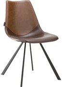 Goossens Eetkamerstoel Point donkerbruin kunstleer leuning, urban industrieel