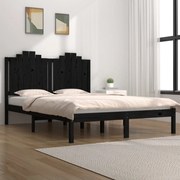 vidaXL Bedframe massief grenenhout zwart 135x190 cm 4FT6 Double