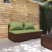 vidaXL 2-delige Loungeset met kussens poly rattan bruin