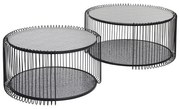 Kare Design Wire Double Ronde Salontafel Set Met Glasplaat Zwart Bubble - 69.5 X 69.5cm.