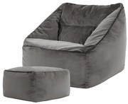 Natalia Velvet Armchair Bean Bag + Footstool