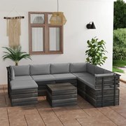 vidaXL 8-delige Loungeset pallet met kussens massief grenenhout