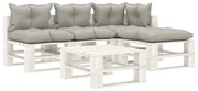 vidaXL 5-delige Loungeset met taupe kussens pallet hout