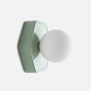 Wand- of plafondlamp, zeshoekig, keramiek en opaline glas, HOLI