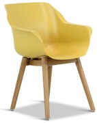 Tuinstoel Kunststof Geel Hartman Sophie met teakpoot