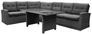 Houston XL hoek dining loungeset 5 delig antraciet links